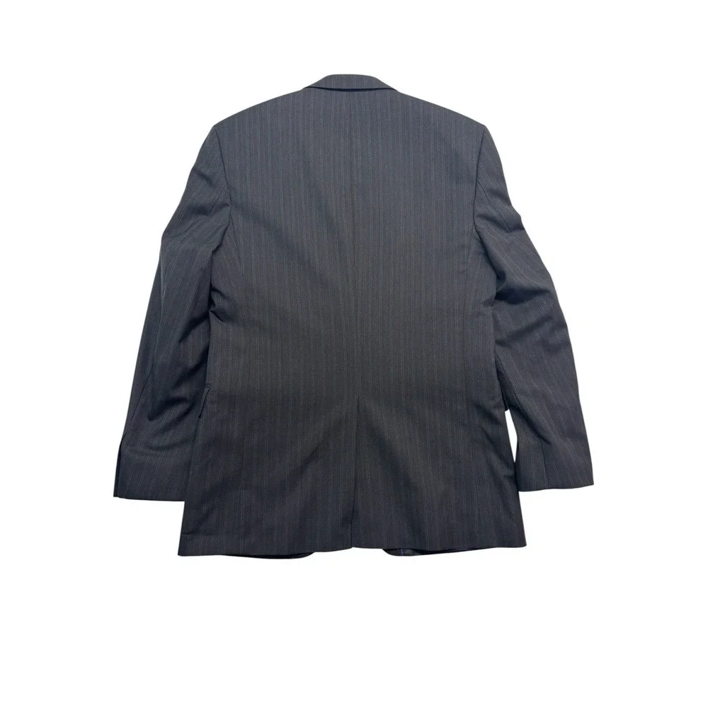 Alexandre London Savile Row 42L 34x32 Black Stripe 2pc‎ Pant Suit Wool Pleated